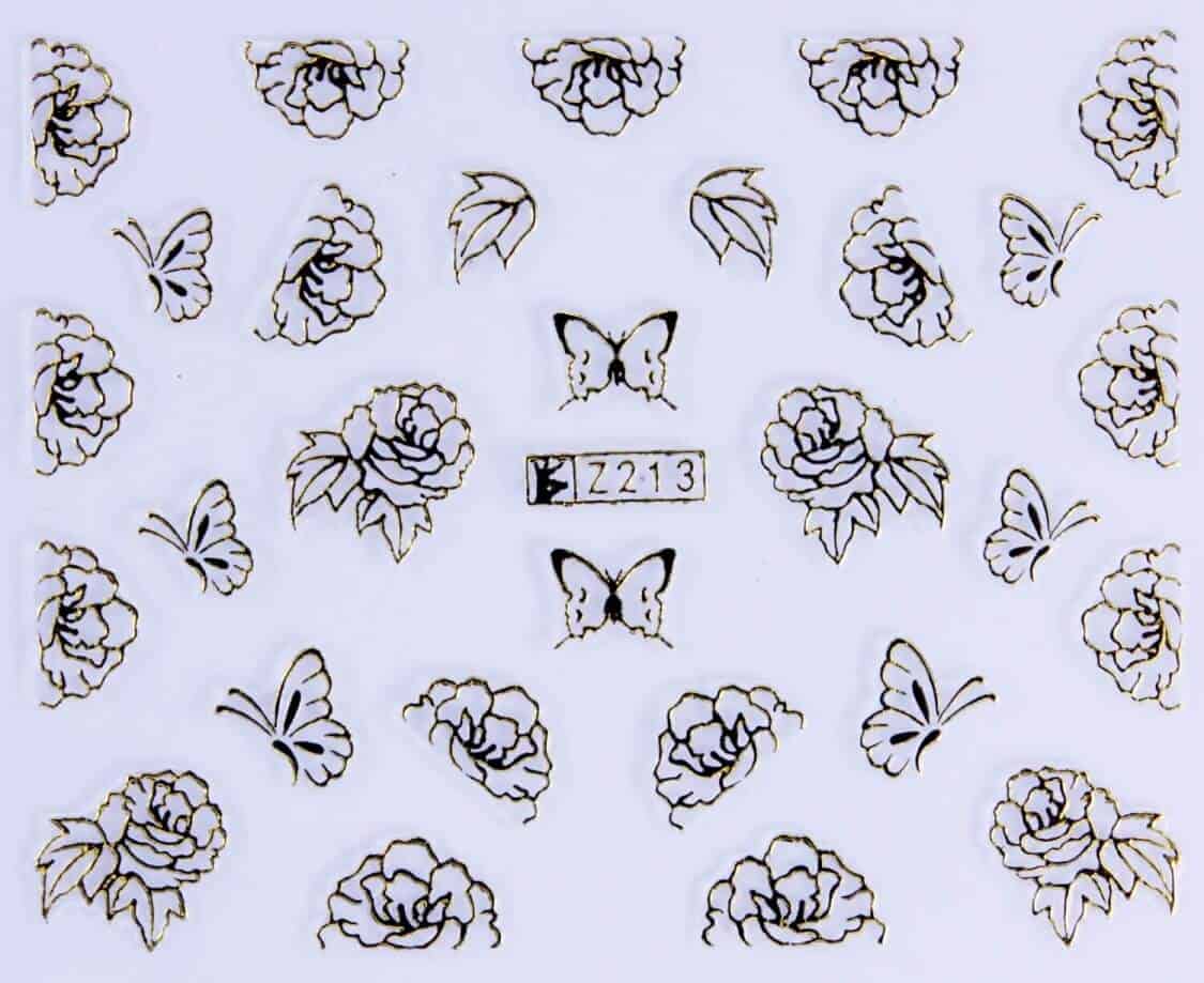 VITRAL STICKER - ROSE BUTTERFLY - GOLD - Z213G
