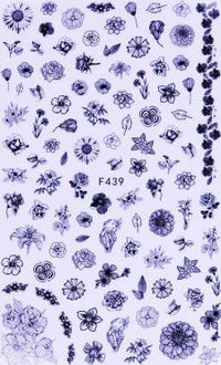 STICKER - B&W FLOWERS - F439