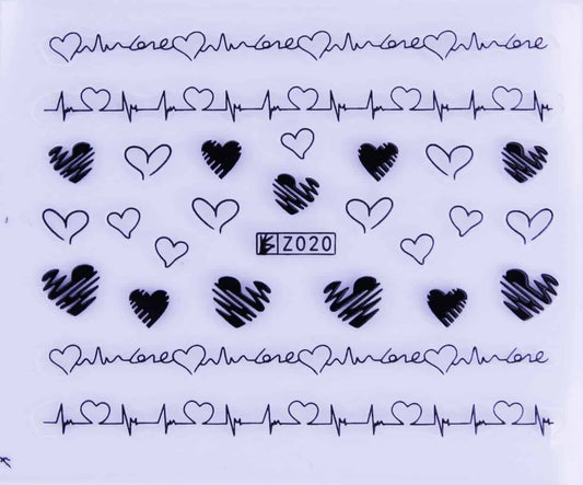 STICKER - HEART BEAT - BLACK - Z020B