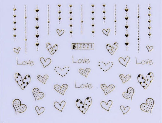 STICKER - LOVE HEART - GOLD - Z021G