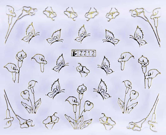 VITRAL STICKER - ARUM FLOWER - GOLD - Z212G