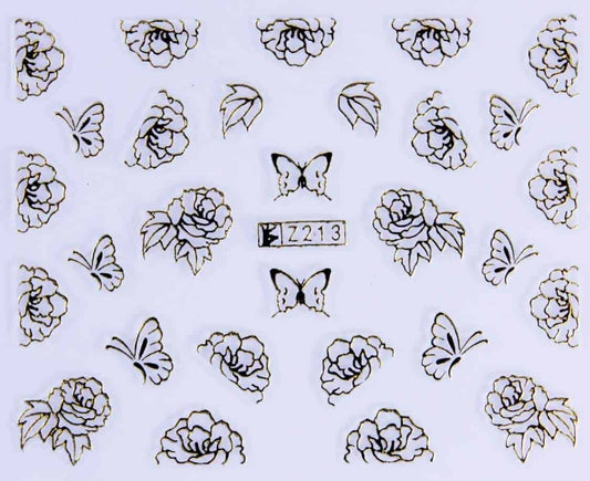 VITRAL STICKER - ROSE BUTTERFLY - GOLD - Z213G