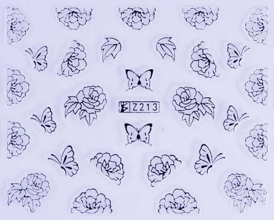 VITRAL STICKER - ROSE BUTTERFLY - SILVER - Z213S