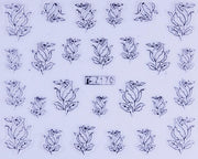 PEGATINA DE VIDRIERÍA - ROSA ELEGANTE - PLATA - Z170S