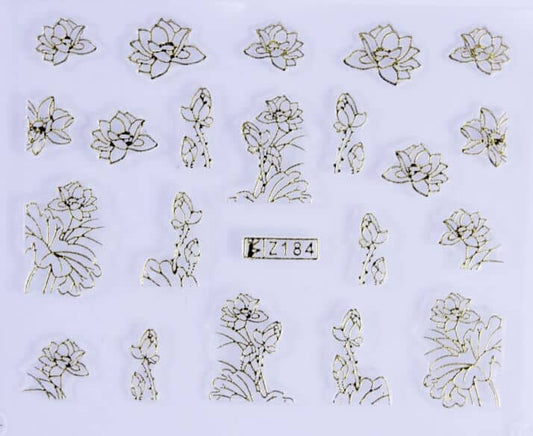 VITRAL STICKER - LOTUS FLOWER - GOLD - Z184G