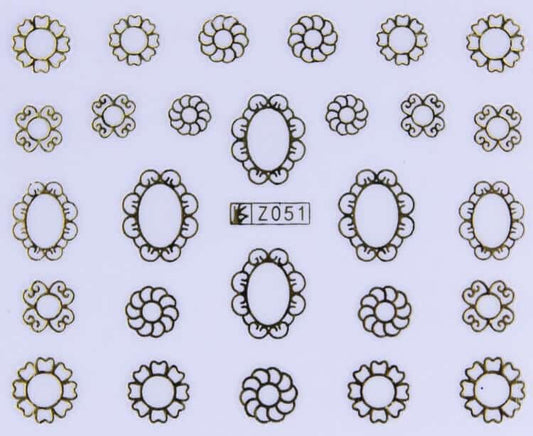 VITRAL STICKER - FLOWER FRAME GOLD - Z051G