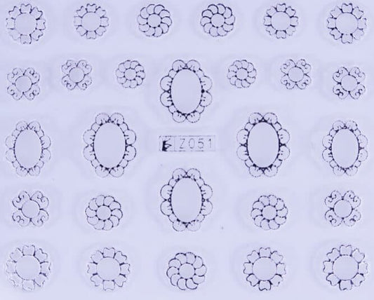 VITRAL STICKER - FLOWER FRAME SILVER - Z051S