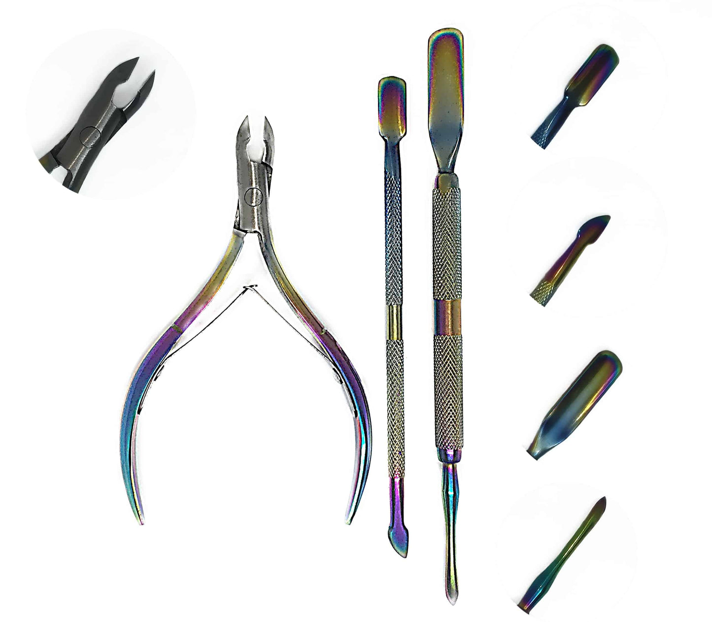 KIT MANICURE 3 PÇS - ALICATE CUTÍCULAS, 2 EMPURRA CUTÍCULAS